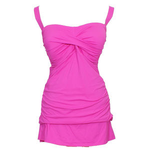 Twist Front Strapless Skirted Tankini Swimsuit 18W